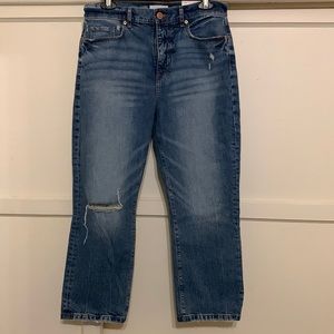 Denim high waist straight crop